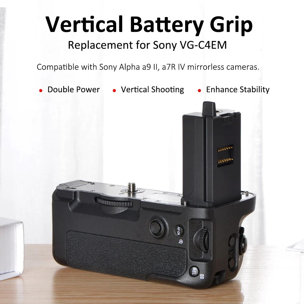 KingMa Professional Vertical Camera Grip Replacement Battery Grip VG-C4EM For SONY Alpha A9II A7RIV Mirrodless Cameras