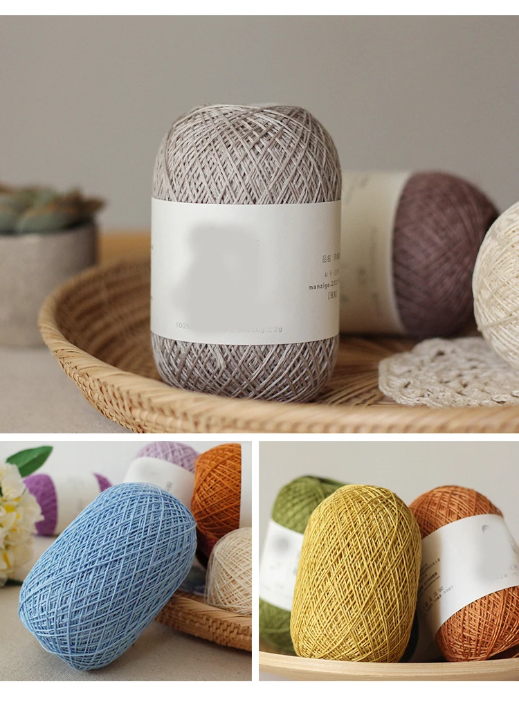 Solid Colors 100% Linen Lace Summer Yarns for Hand Knitting and Weaving Thin Vest