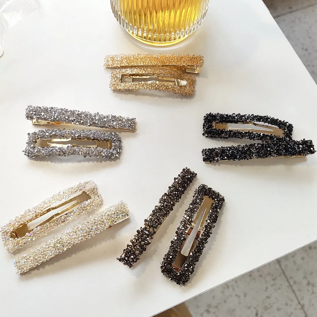 Popular broken diamond crystal hair clip Korean bangs handmade ladies duck beak clip side clip