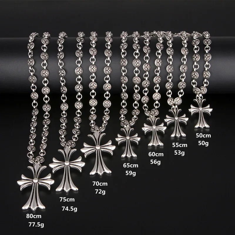 Cross Necklace Hip Hop Pendant Necklace Chrome CH Cross Necklace for Women Men