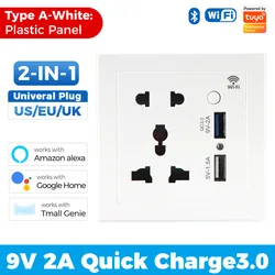 Tuya Bluetooth Великобритании ЕС французский 86 ПК Стекло Smart Wifi разъем USB Alex Google Home контроль прикосновения сроки розетки беспроводной доступ в Интернет