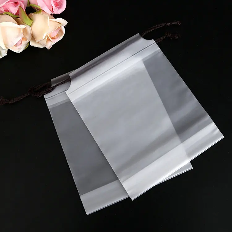 wholesale Custom Printing Acceptable Large Drawstring Bag Plastic Frosted Bags Packaging Poly Bag For Clothes