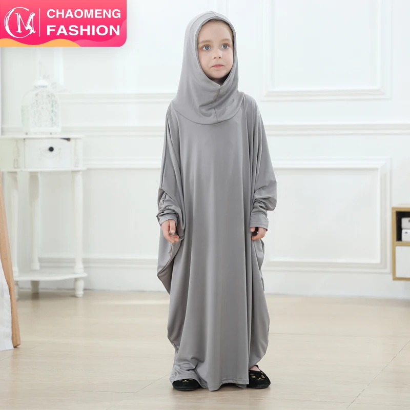 6399#2020 Latest Children Kaftan Design Islamic Clothing with Hat Arab Girls Muslim Dresses Prayer Clothes Kids Abaya Support