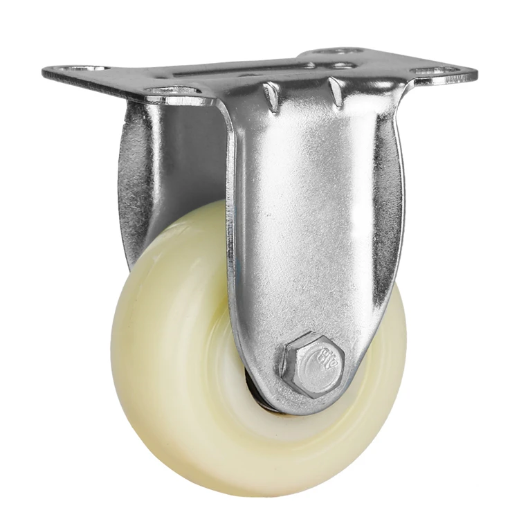 4 дюйма белое фиксированное колесико из полипропилена диаметром жесткая верхняя пластина под среднюю нагрузку на колесиках