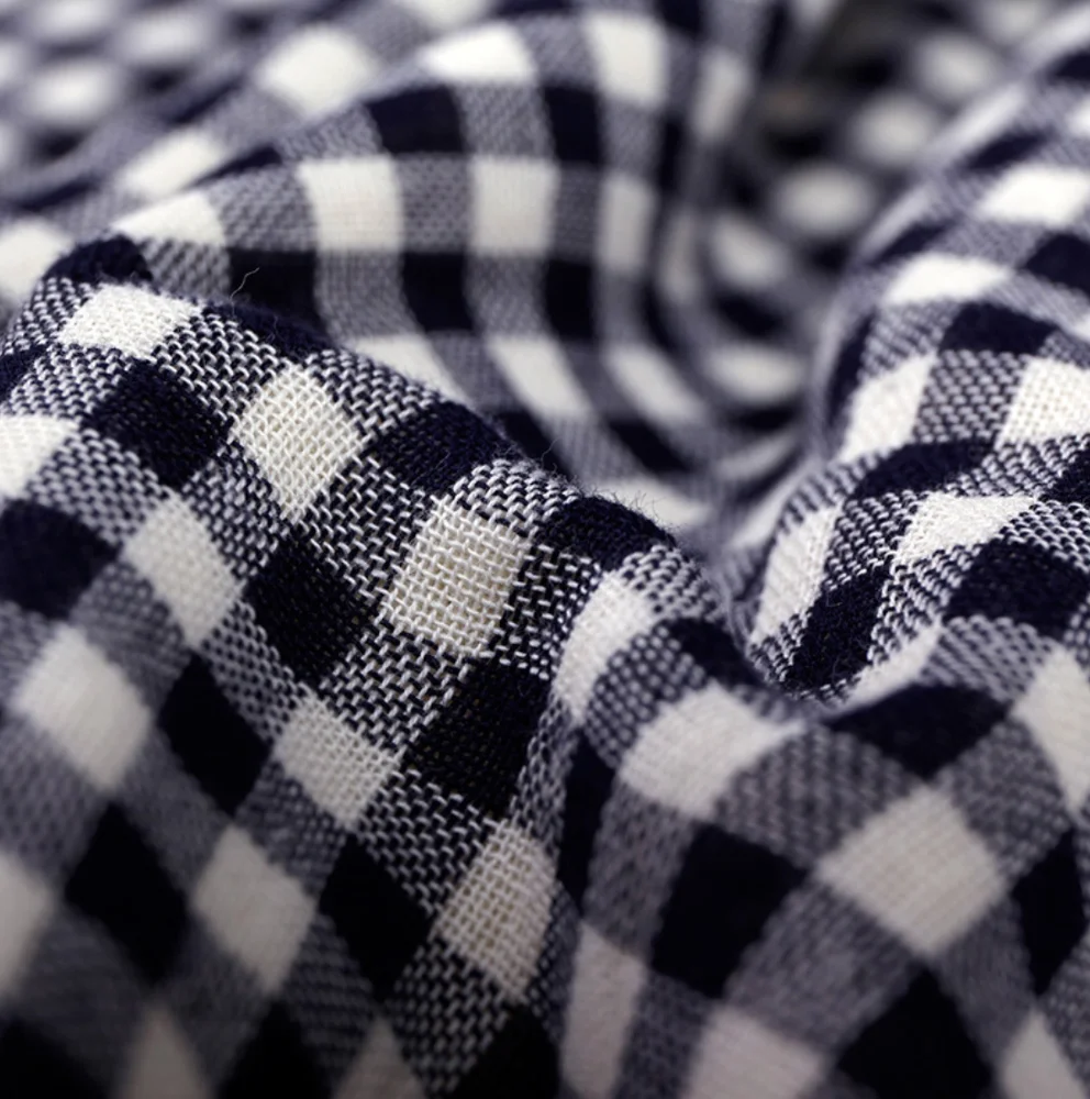 70x135cm Hemp Cotton Blending Checked Bath Towel