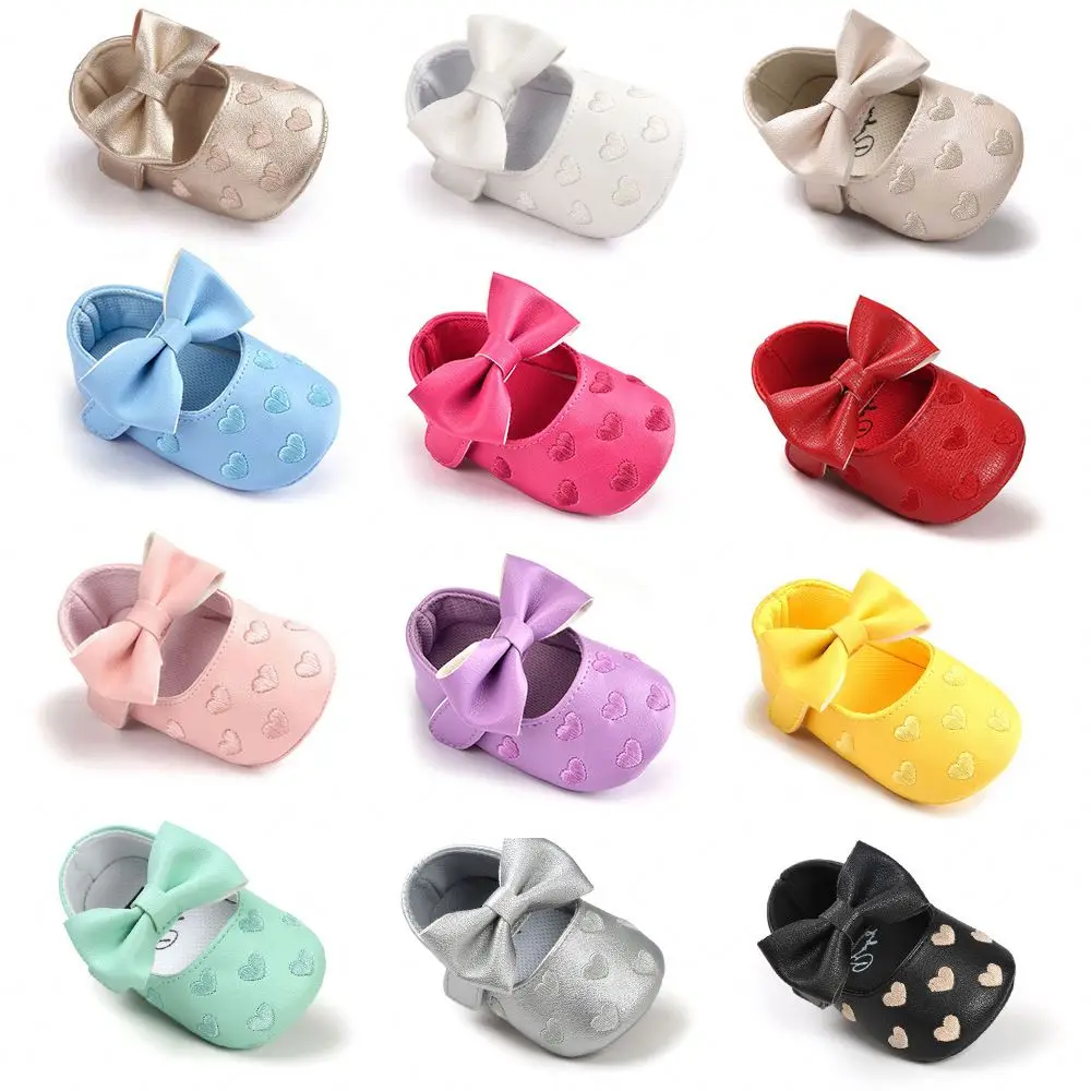 Baby  princess Dress Shoes Sweet Bow Infant Prewalker Soft Sole Pu Baby Girls Shoes T1113