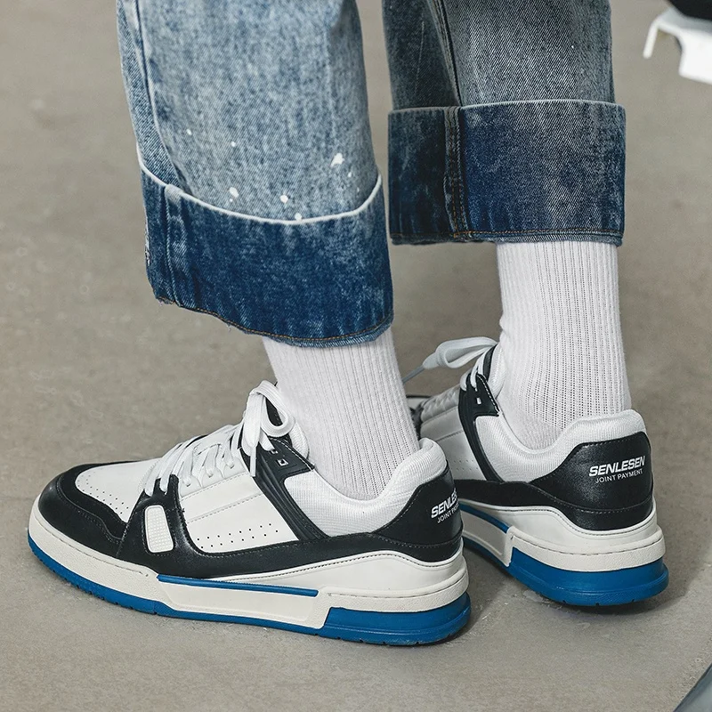 Оригинальная Высококачественная Мужская Повседневная обувь для скейтбординга из натуральной кожи с логотипом на