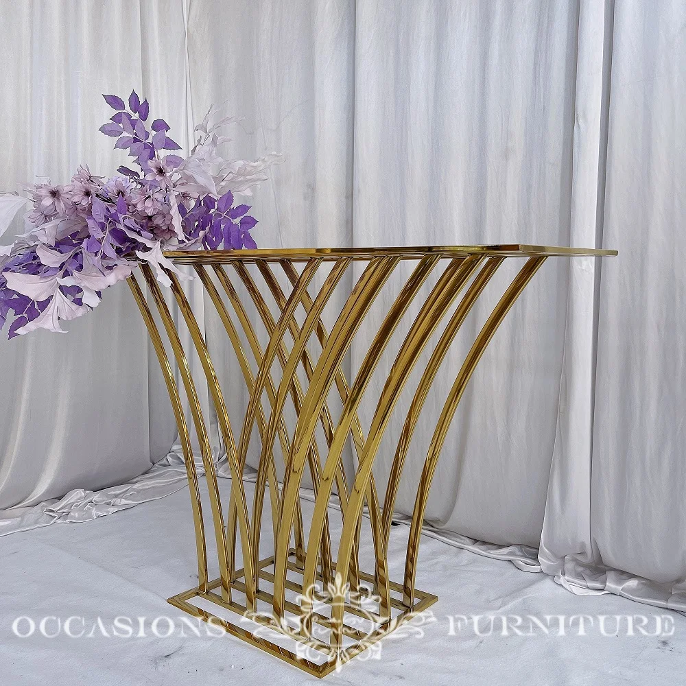Stainless Steel Golden Glossy Console Tables Home Furniture Side Table