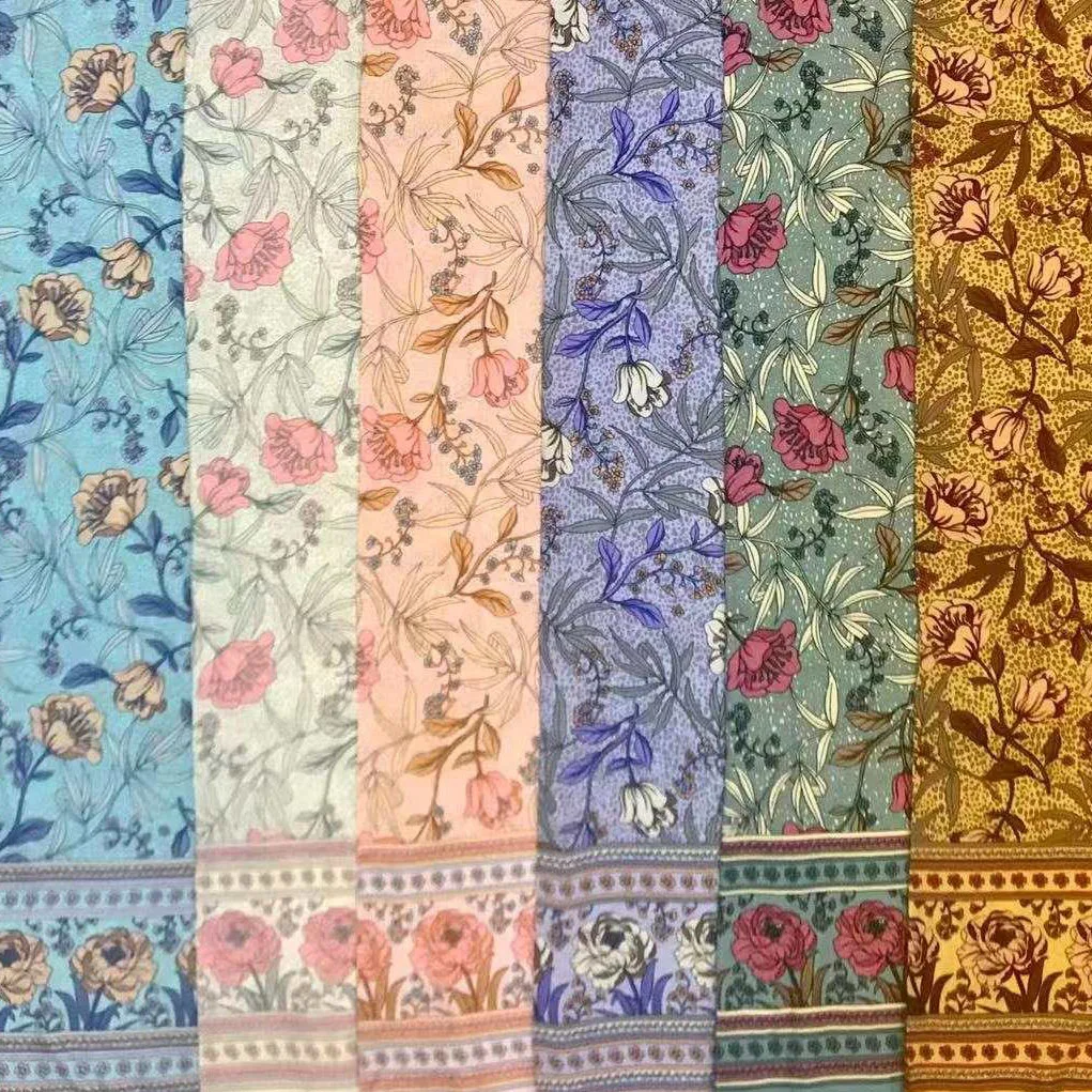 Оптовая продажа от производителя, дешевая вискозная ткань 100% вискоза с цифровым цветочным принтом для женской одежды