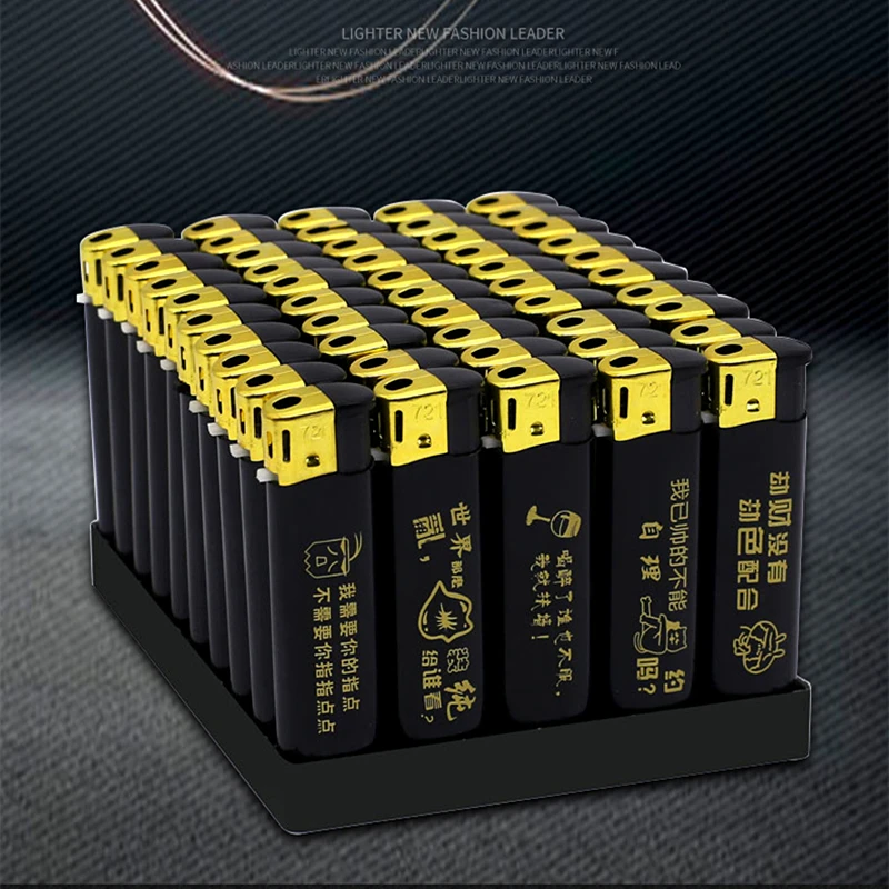 Custom logo frost rubber painting black golden style E721 slim electronic disposable mini pocket electronic flame lighter
