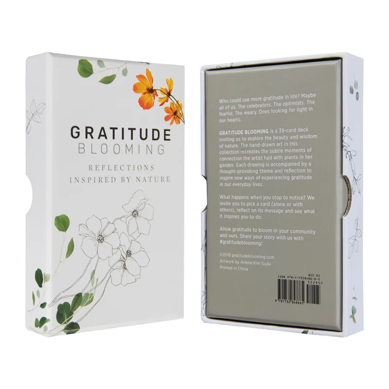 Wholesale Pocket Size Gratitude Tarot Oracle Paper Storage Positive Affirmation Cards With Guidebook And Lid Bottom Box