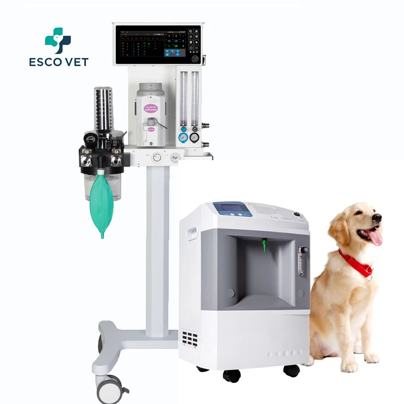 Veterinary Oxygene Concentrator Systems Gas Anesthesia Device Monitor Inhaled Ventilator Veterinary Portable Anesthesia Machine