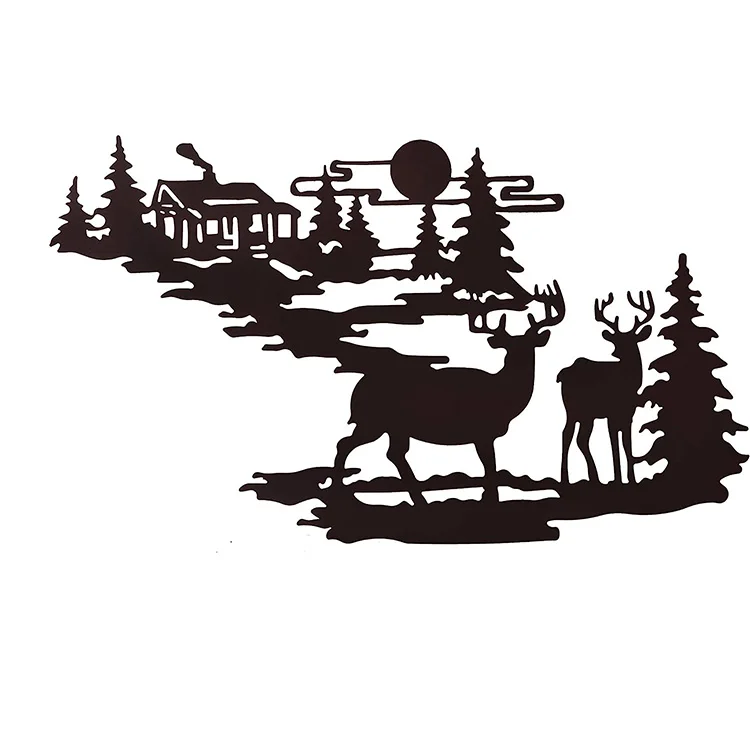 Laser Cut Metal Sign Vintage Deer Wall Art Custom Iron Rustic Wall Decor Metal Deer Decorations