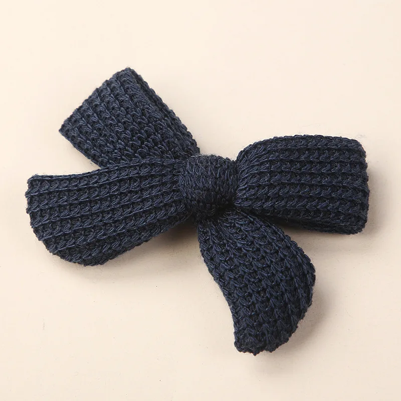 Sweet Princess Hairpin Accessories Knitting Woolen Yarn Baby Solid Color Clip Bows For Girls Clip