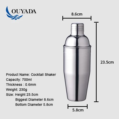 
Factory Direct 5 PCS champagne wine bartender bar accessories silver shiny stainless steel 25oz shaker bar tool set cocktail 