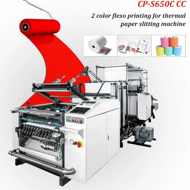 High speed in printing and slitting  ATM receipt roll thermal paper Art Paper Roll rewinding  printer slitter re-winder machine