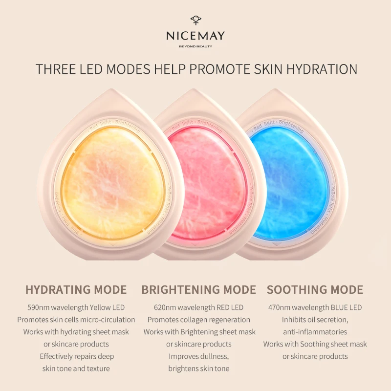 Nicemay Multifunctional Beauty Facial Tool LED Lighting Therapy Face Massage Device Sonic Vibration Heated Jade Facial Massager