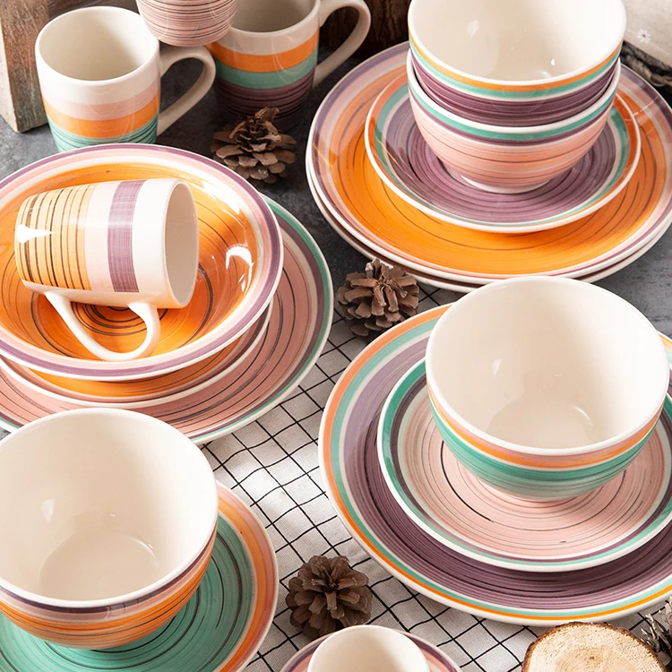 Best sales new design plate restaurant,colorful hand painted round ship Ceramic Restaurant Plate