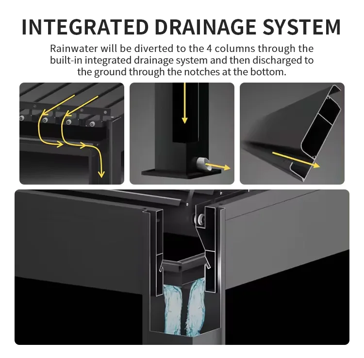 Luxury Modern courtyard aluminium pergola Awning Louvered Roof snow loading is strong