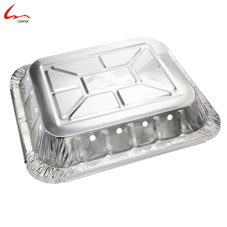 Heavy Duty Aluminum Foil Half size Container with holes for instant grill tray BBQ tray
