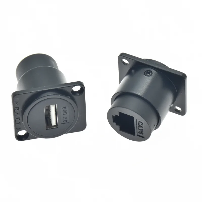 USB2.0 RJ45 Ethernet receptacle adapter IP67 waterproof power connector