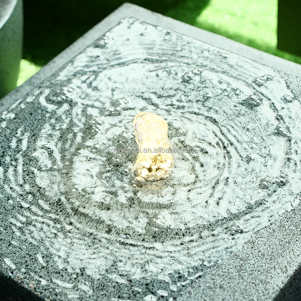 Steel Abstract Sculpture Water Fountain for Garden Outdoor Garden Grey Granite Fountaitus Stone Water Fountain