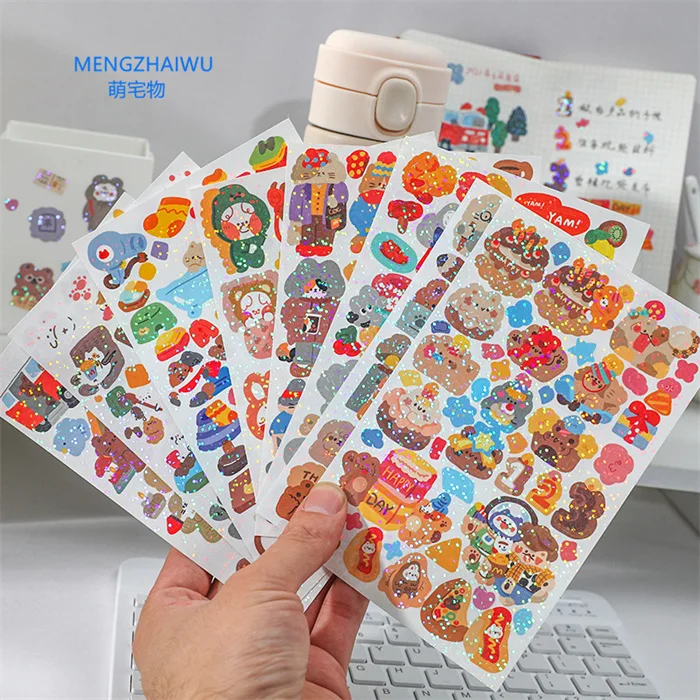 Japan hot sale stationary for gift puffy foam stickers for kids cartoon cute animal laser paper mini cooper stickers