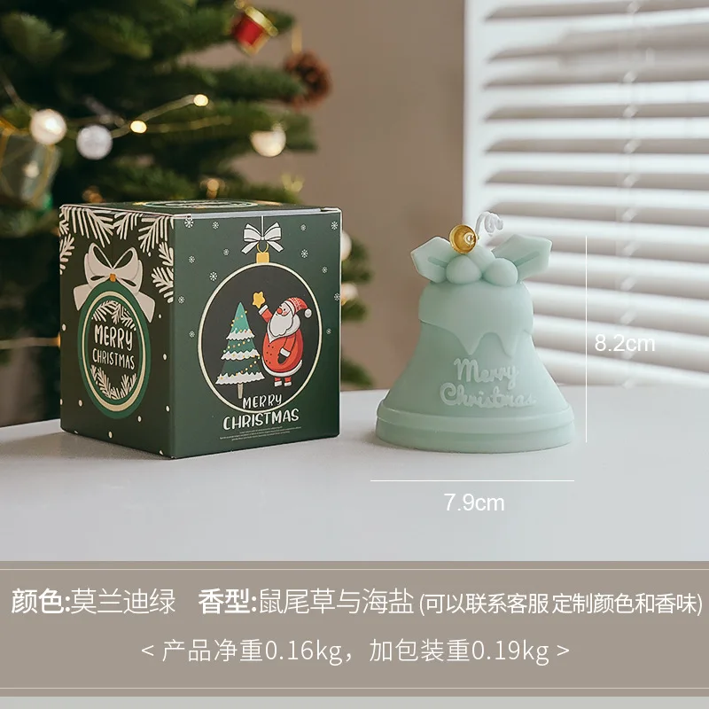 Merry Christmas Hand Cranked Bell Shape for Aromatherapy and Home Decoration Wholesale Gift Handmade Multi Scented Candle