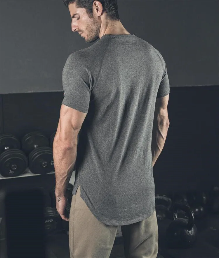 Solid Color Comfortable Quick Dry Plus Long Loose Cotton Sportswear Short Sleeve Shirts for Men