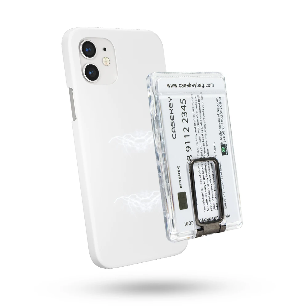 New Transparent Clear Plastic Mobile Phone Card Pocket Cardholder Slim Strong Magnetic Card Holder Wallet with Stand for Phone