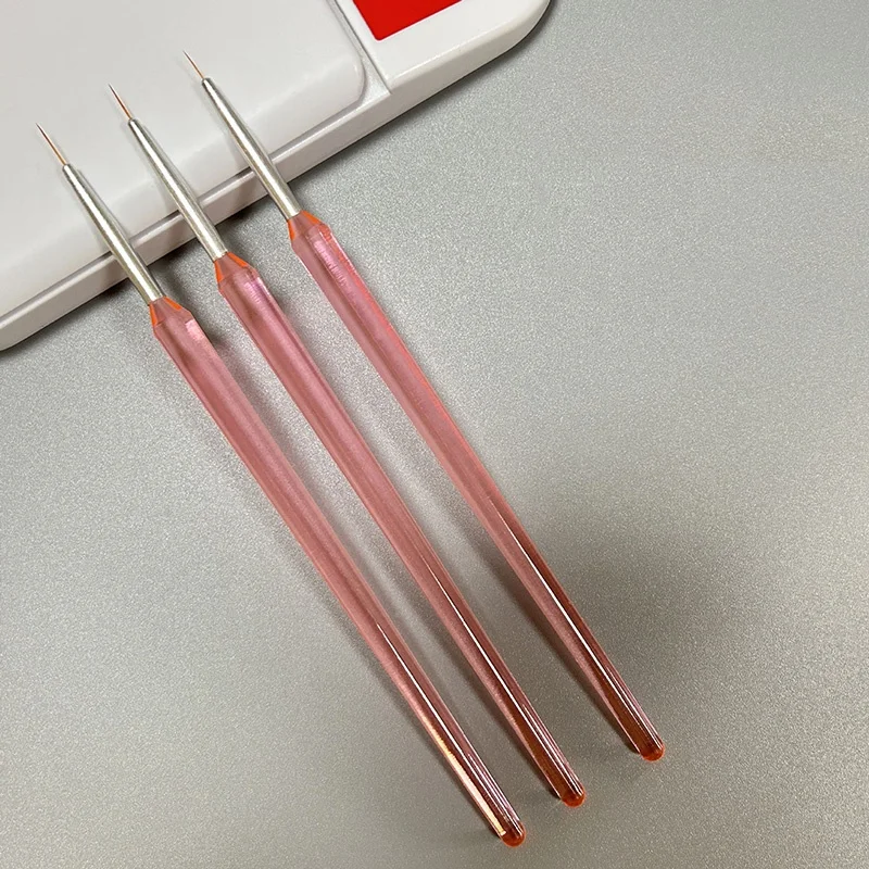 New 3pcs/set pink handle drawing flowers pen nail art liner pen set manicure brush tool  nail suppliers