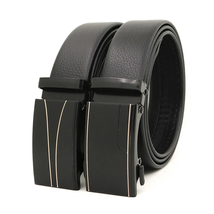 Fashion Men belt PU leather automatic belt Ratchet Iron buckle Cheaper price man belts