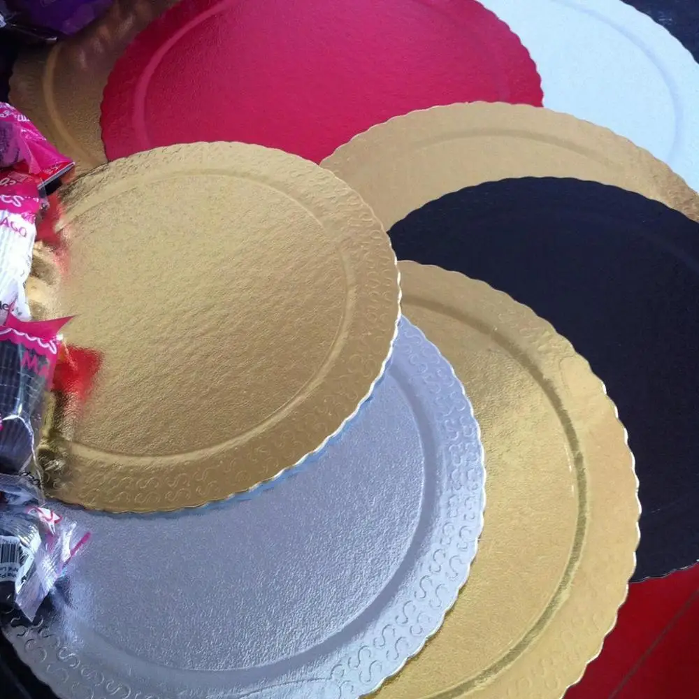 High Quality MDF 8inch Reusable Cake Board 2mm Thickness Craft Paper Food Gold Foil Snack Machines Customized Disposable Round