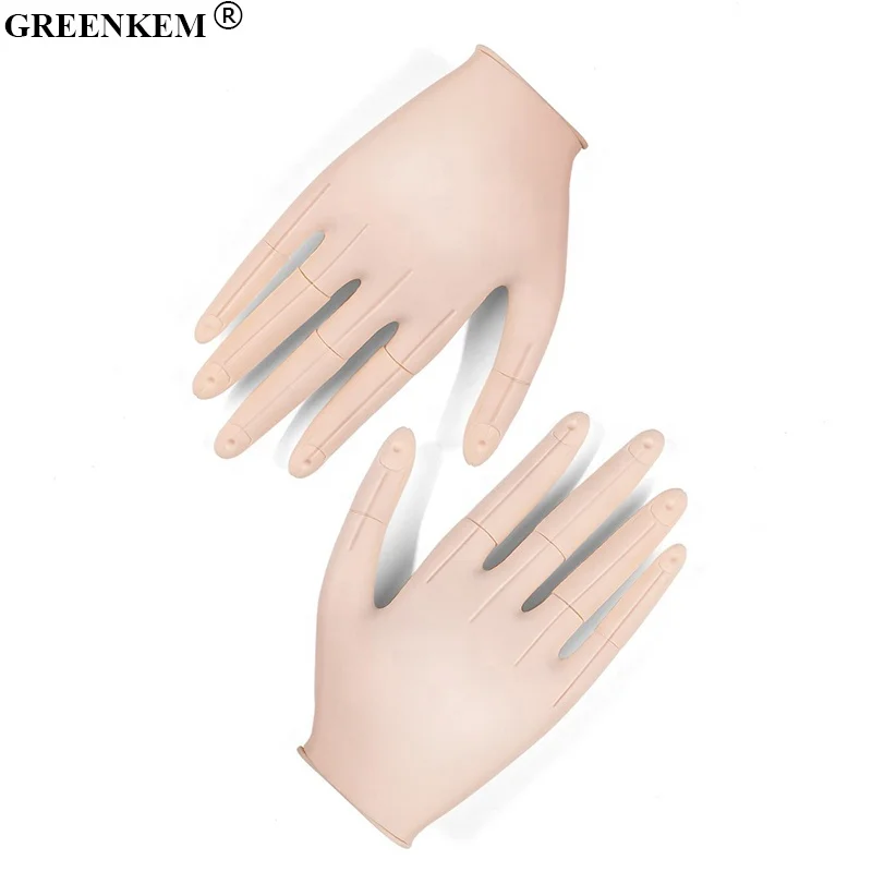 New Nail Practice Hand Simulated Nail Art Soft Rubber Joint Movable Prosthetic Hand Detachable Fingers Nail Practice Hand