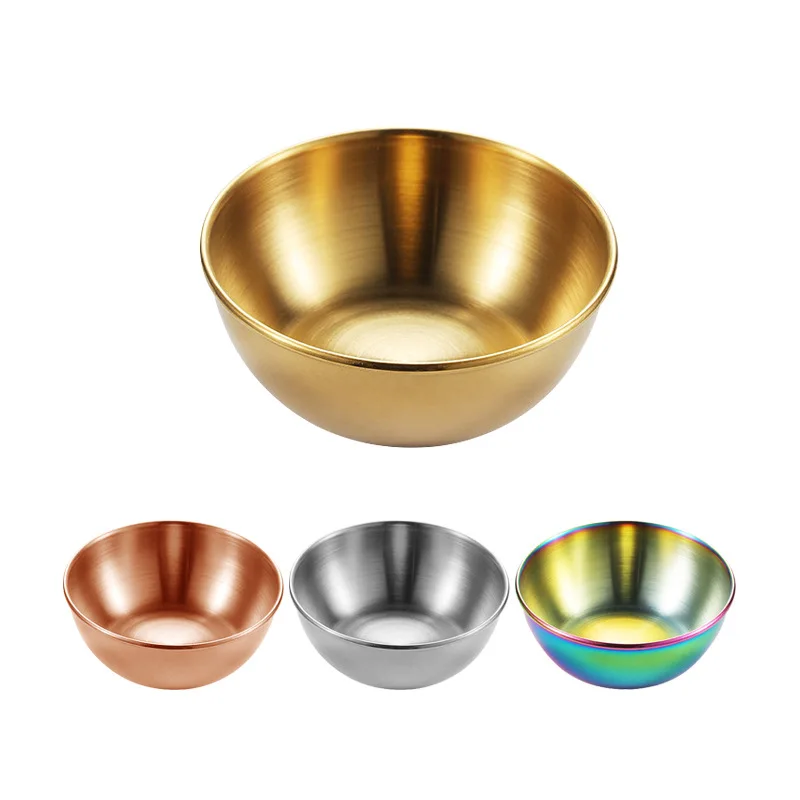 Коммерческое домашнее утолщенное блюдо из нержавеющей стали в японском стиле с круглым золотым соусом для приправ Кухонное маленькое блюдце соуса