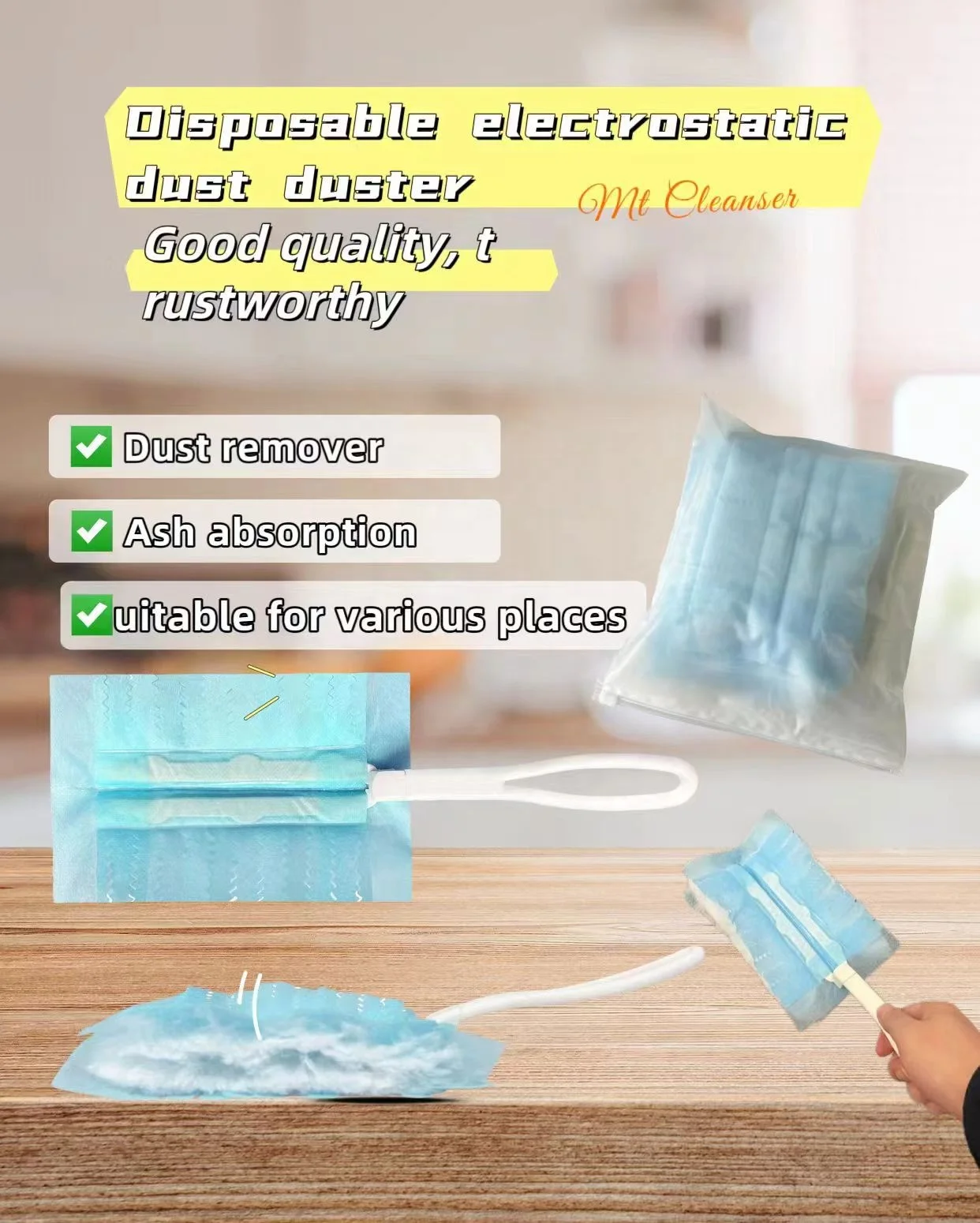 Disposable electrostatic duster household feather duster detachable cleaning brush dust cleaning dust for Multi Purpose