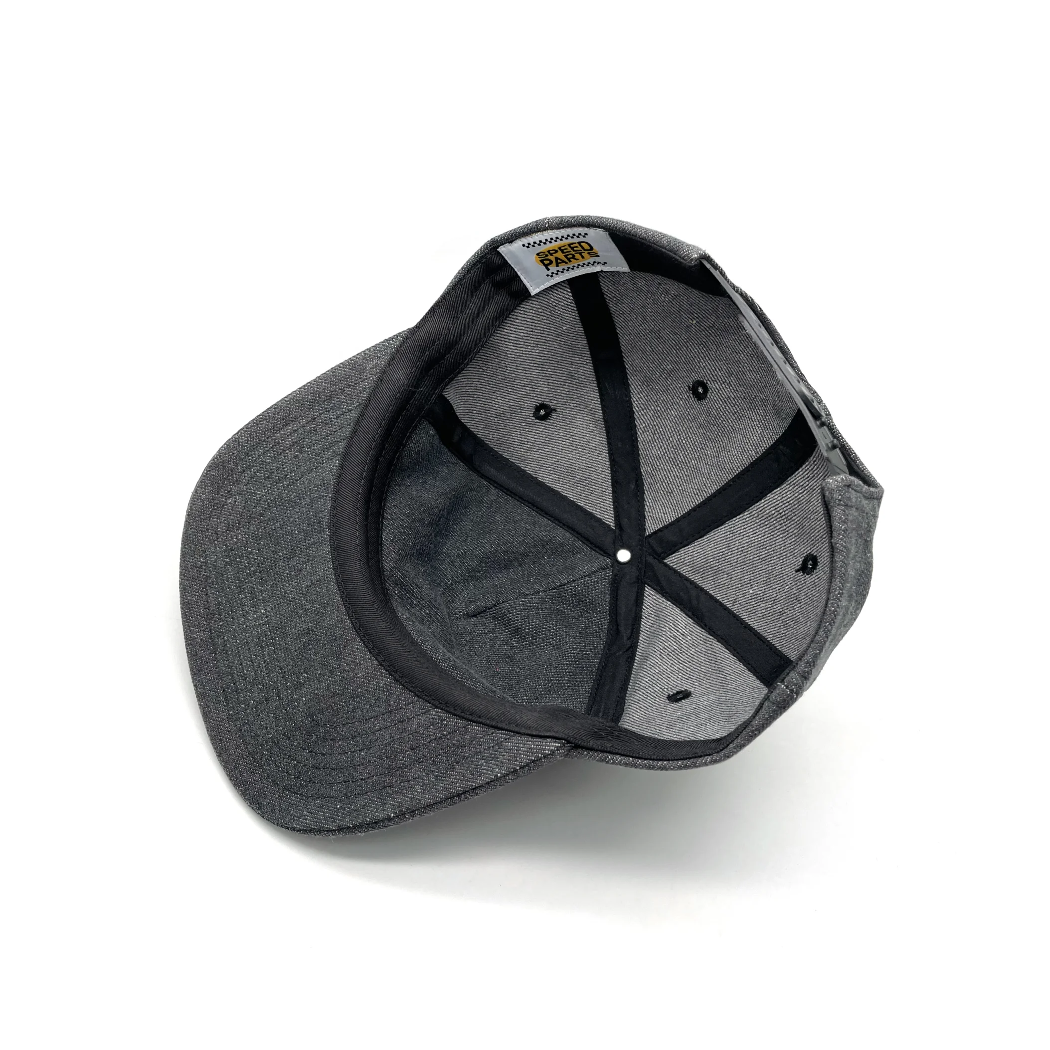 custom flat brim mid crown snapback 5 panel denim hat cap