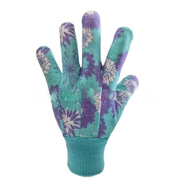 Fashion Knitted Printed Protection Work Gloves PVC Dot Bead Anti Slip Gardening Gloves