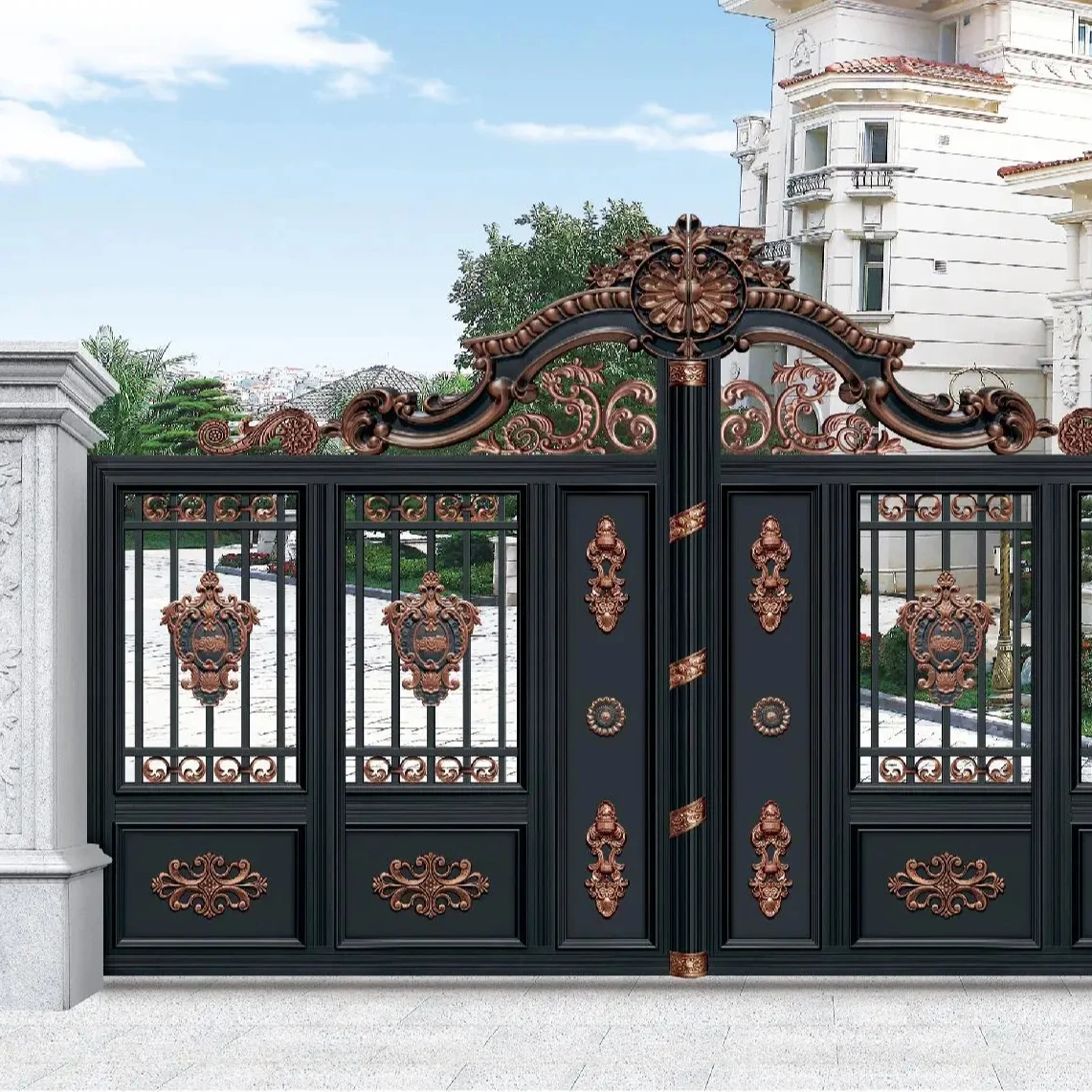 Driveway Village House Gate for Houses Design Laser Cut Aluminum New Modern Art Graphic Design Villa Main Door Sliding Aorot