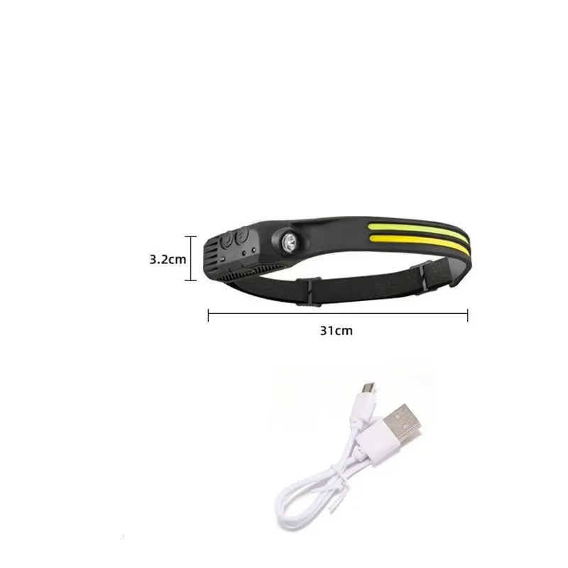 Легкий налобный фонарь перезаряжаемый через USB суперъяркий водонепроницаемый переключатель света с широким лучом и
