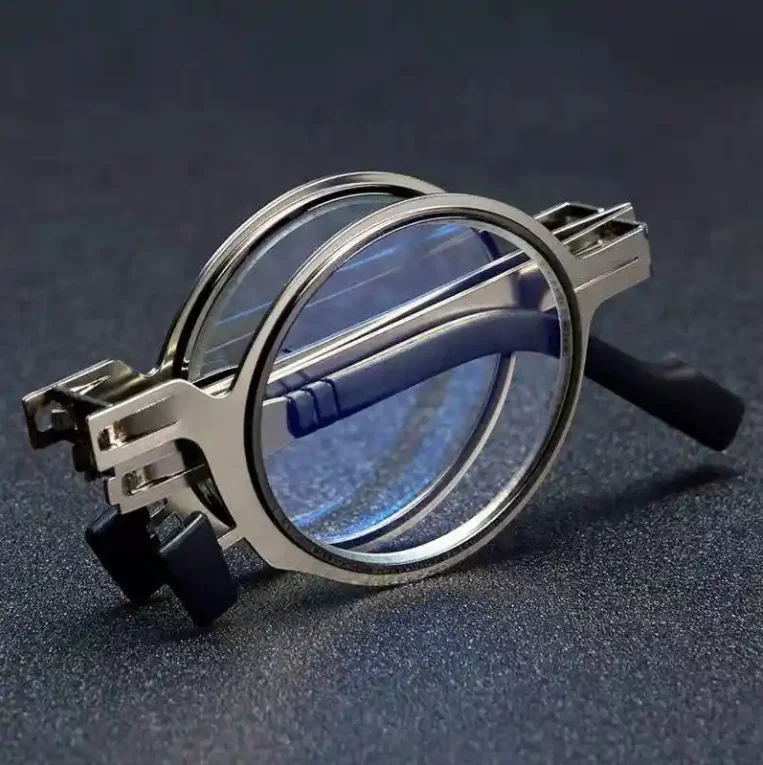 High quality Anti blue light metal folding foldable pocket Stainless steel frames Presbyopic Foldaway glasses reading glasses