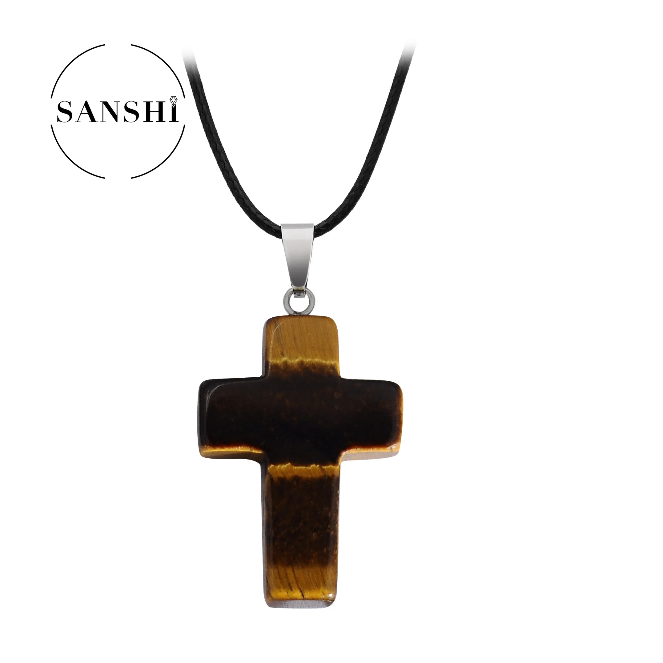 Wholesale Natural Stone Rose Quartz Jade Turquoise Colour Mixture Cross Stone Pendant Charm Pendant