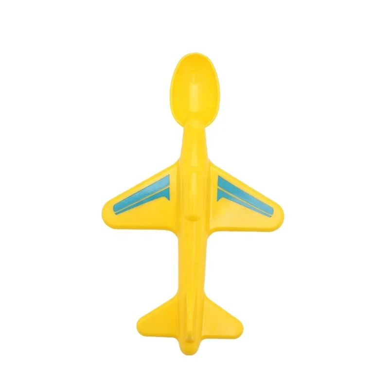 
Ningbo Longwell Custom Cute Plane Shape Baby Spoon Yellow BPA Free PP Feeder Training Spoon 2020 Food Grade Kids Plastic Spoon 