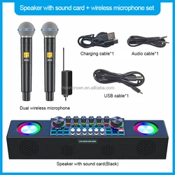 LED  light Subwoofer speaker Home Family KTV portable outdoor Party Karaoke speaker With sound card Double wireless Microphones