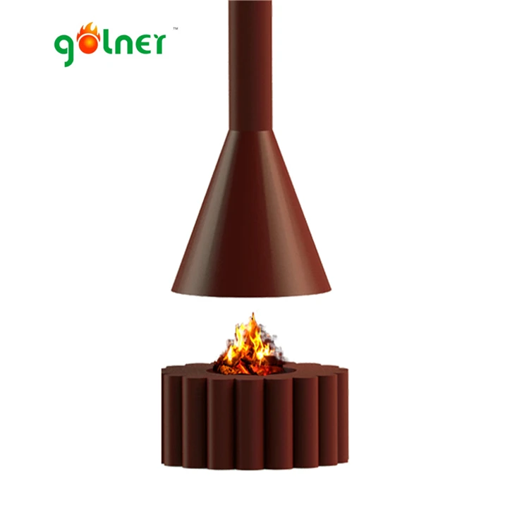 round electric fireplace, suspension fireplace