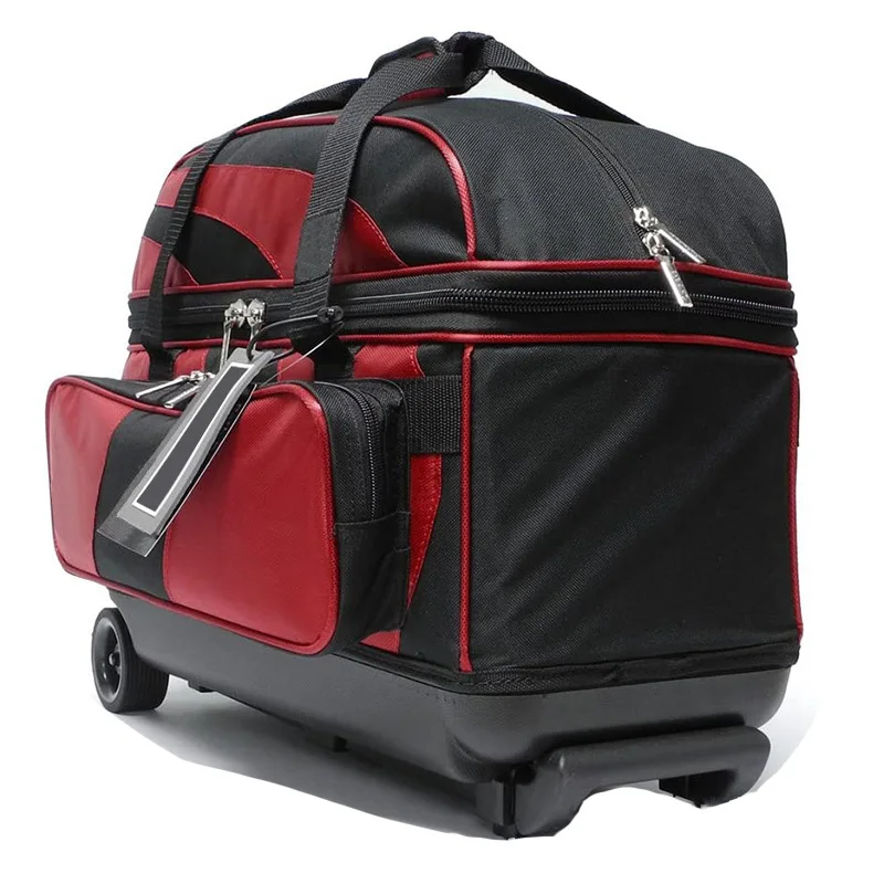 Double Roller 2 Ball Bowling Bag with Large Separate Compartment for Bowling Shoes (Up To US Mens Size 15) or Accessories