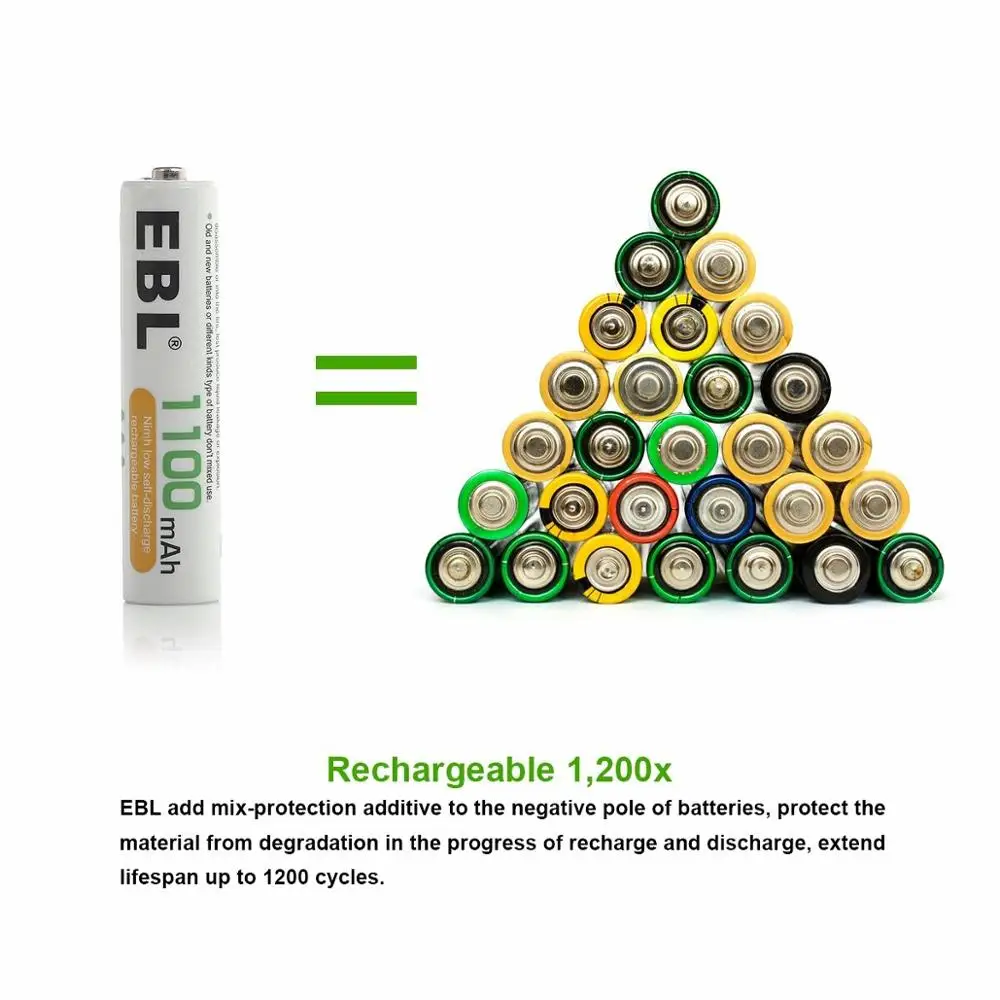  Перезаряжаемая батарея Ni-MH EBL 1 2 V 1100mAh aaa с сертификацией