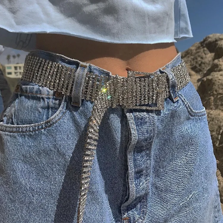
Flash Rock Decoration Rhinestone Fashion Woman Alloy Belt 