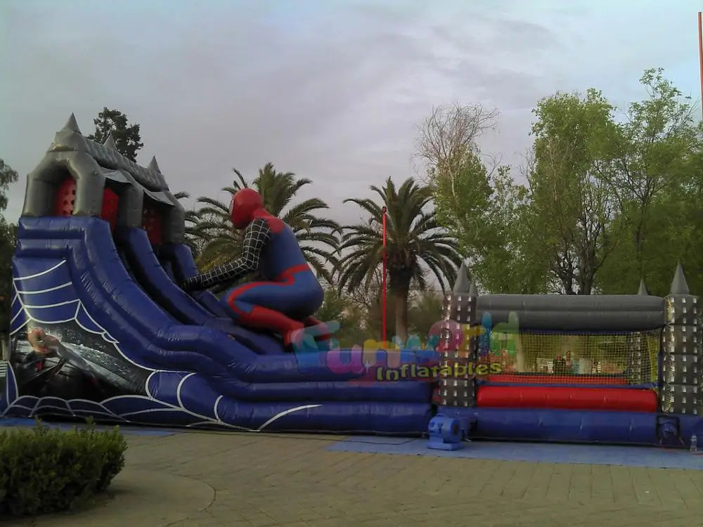 New design inflatable games spiderman air bounce house inflatable slides for kids