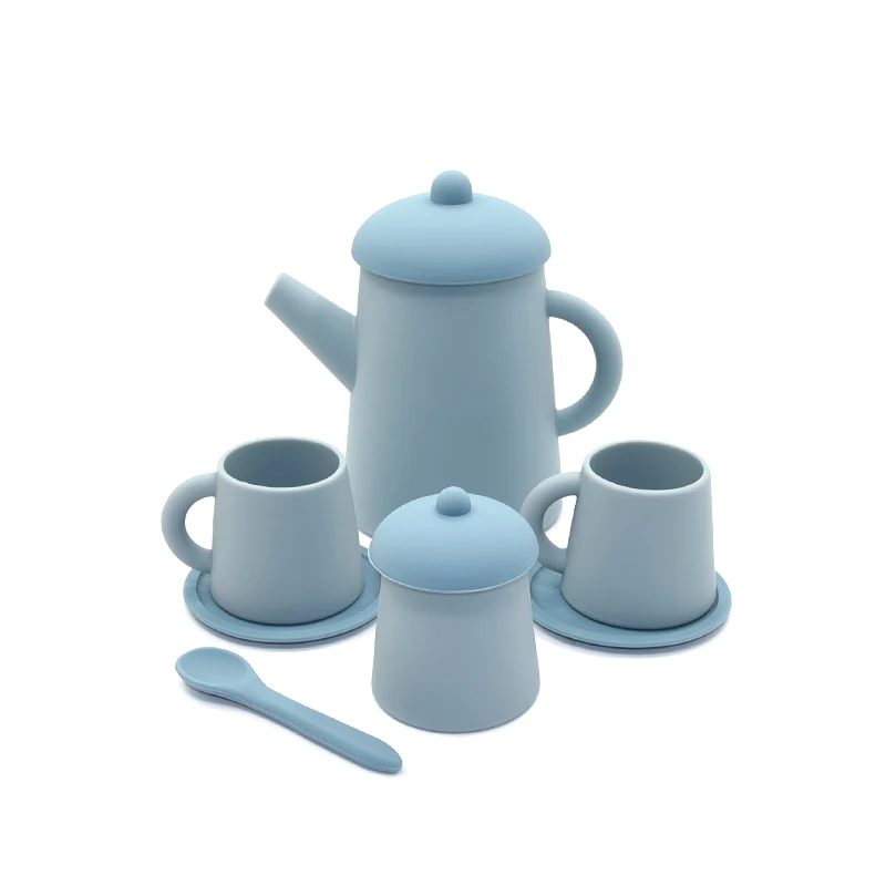 Baby food safe bpa free silicone unbreakable  tea set toy